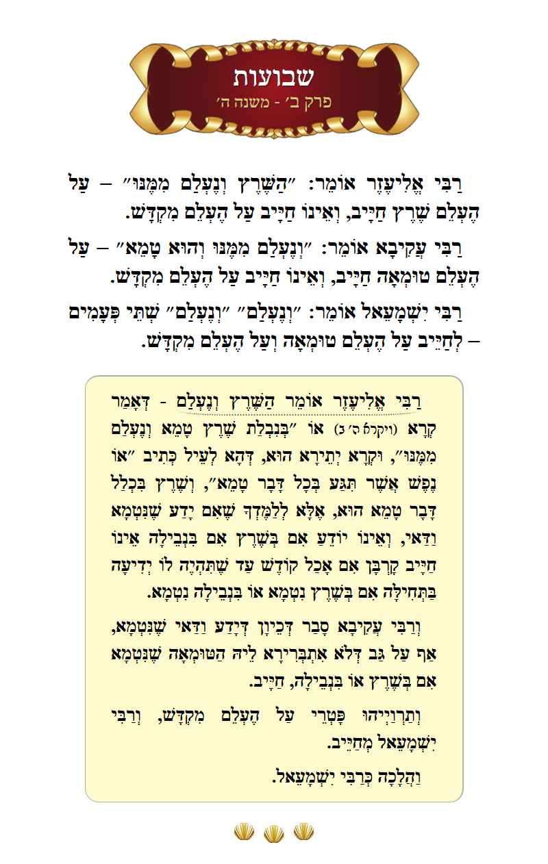 Masechta Shevuos Chapter 2 Mishnah 5 with commentary