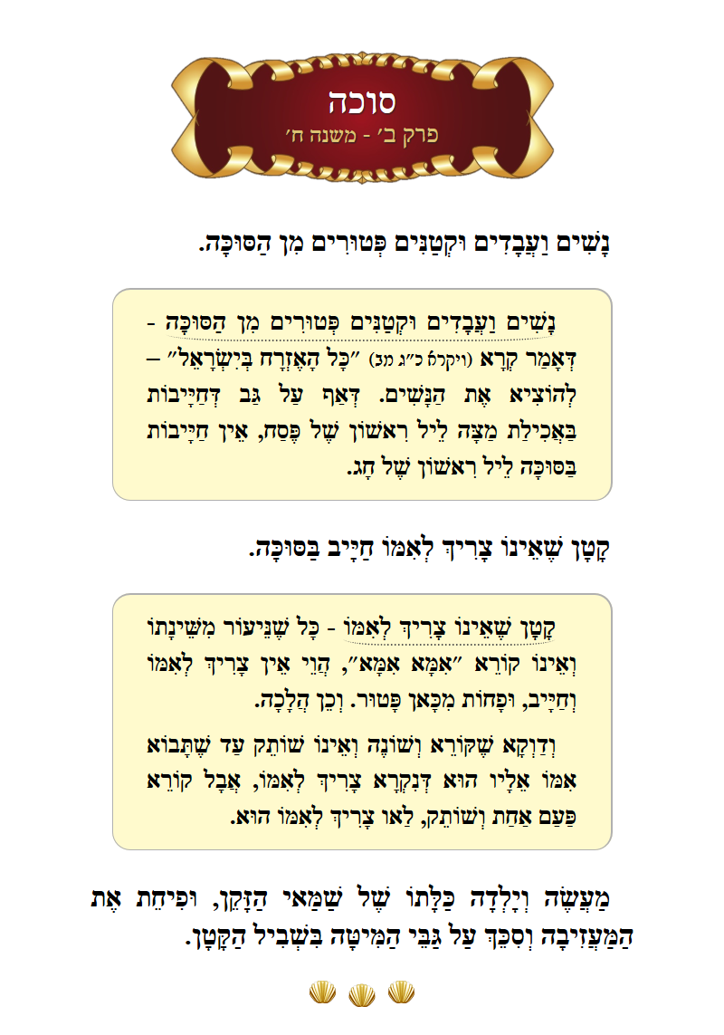 Masechta Succah Chapter 2 Mishnah 8 with commentary