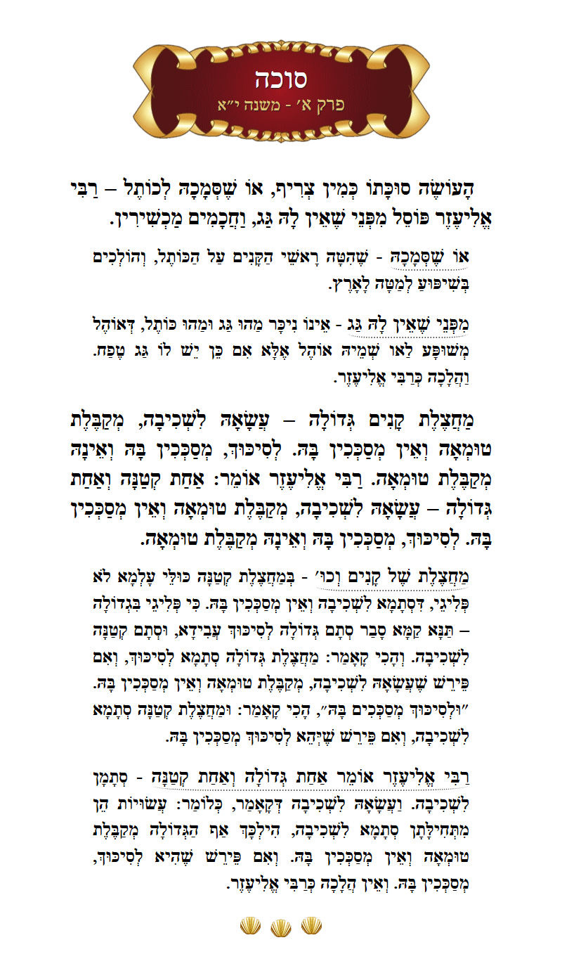 Masechta Succah Chapter 3 Mishnah 11 with commentary