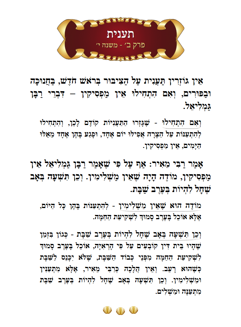 Masechta Taanis Chapter 2 Mishnah 10 with commentary