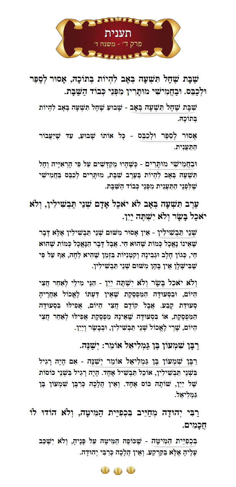 Masechta Taanis Chapter 4 Mishnah 7 with commentary
