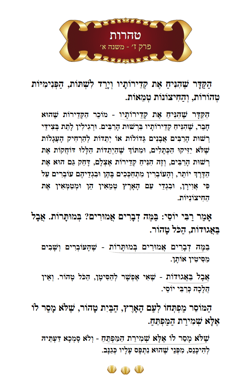 Masechta Taharos Chapter 7 Mishnah 1 with commentary