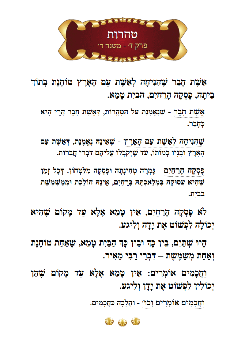 Masechta Taharos Chapter 7 Mishnah 4 with commentary