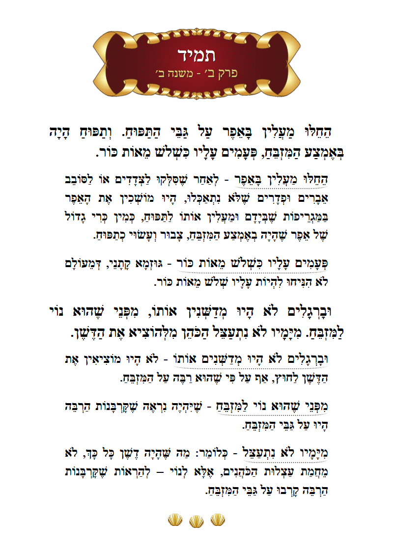 Masechta Tamid Chapter 2 Mishnah 2 with commentary