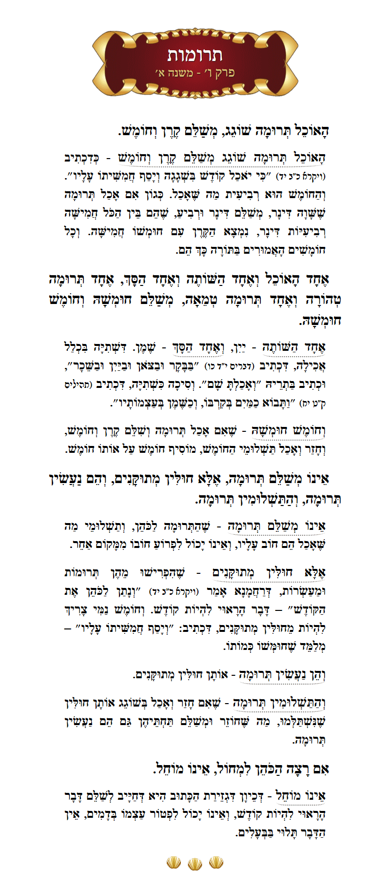 Masechta Terumos Chapter 6 Mishnah 1 with commentary