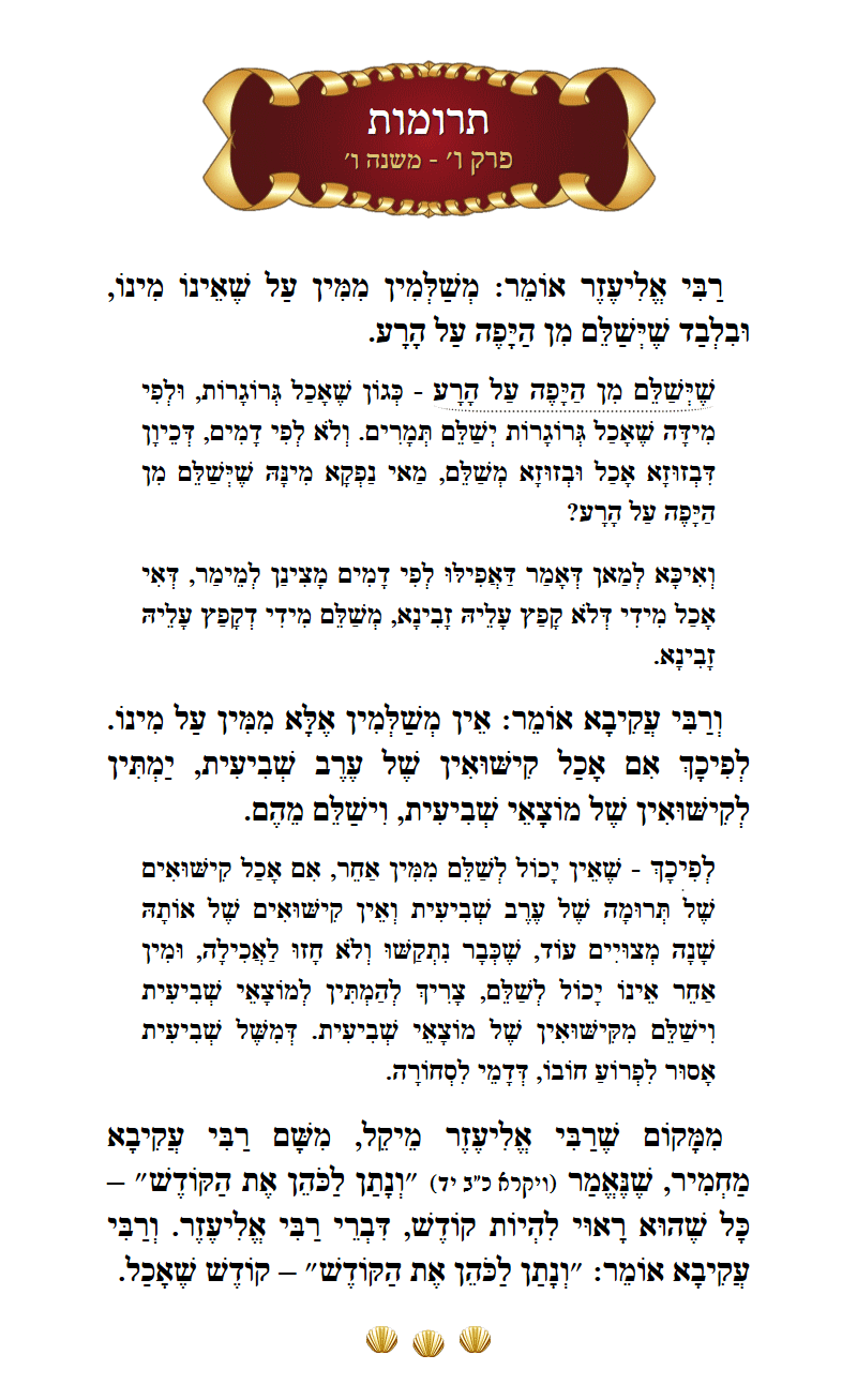 Masechta Terumos Chapter 6 Mishnah 6 with commentary