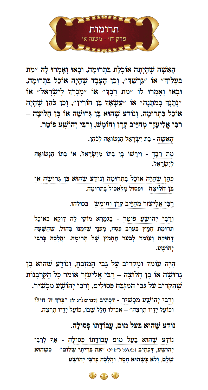 Masechta Terumos Chapter 8 Mishnah 1 with commentary