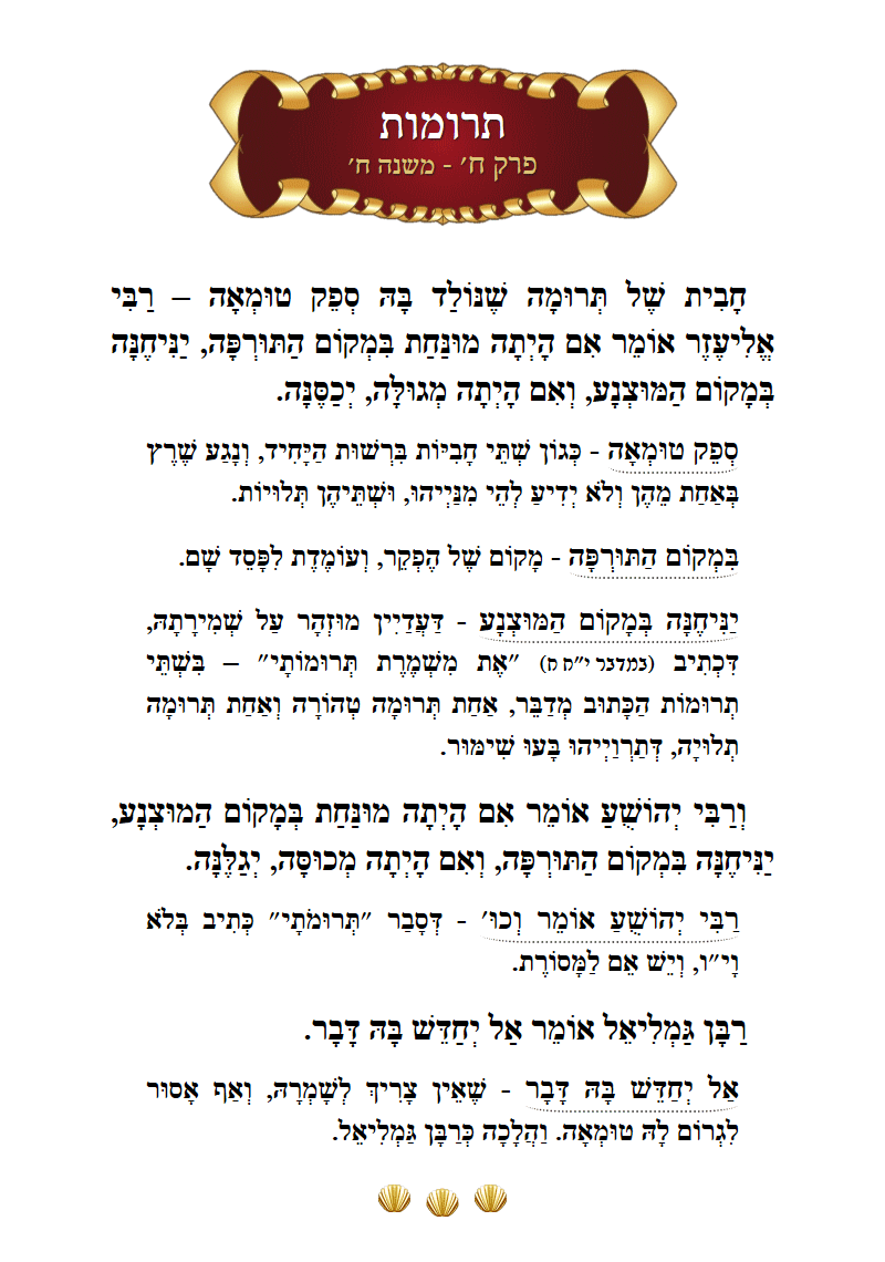 Masechta Terumos Chapter 8 Mishnah 8 with commentary