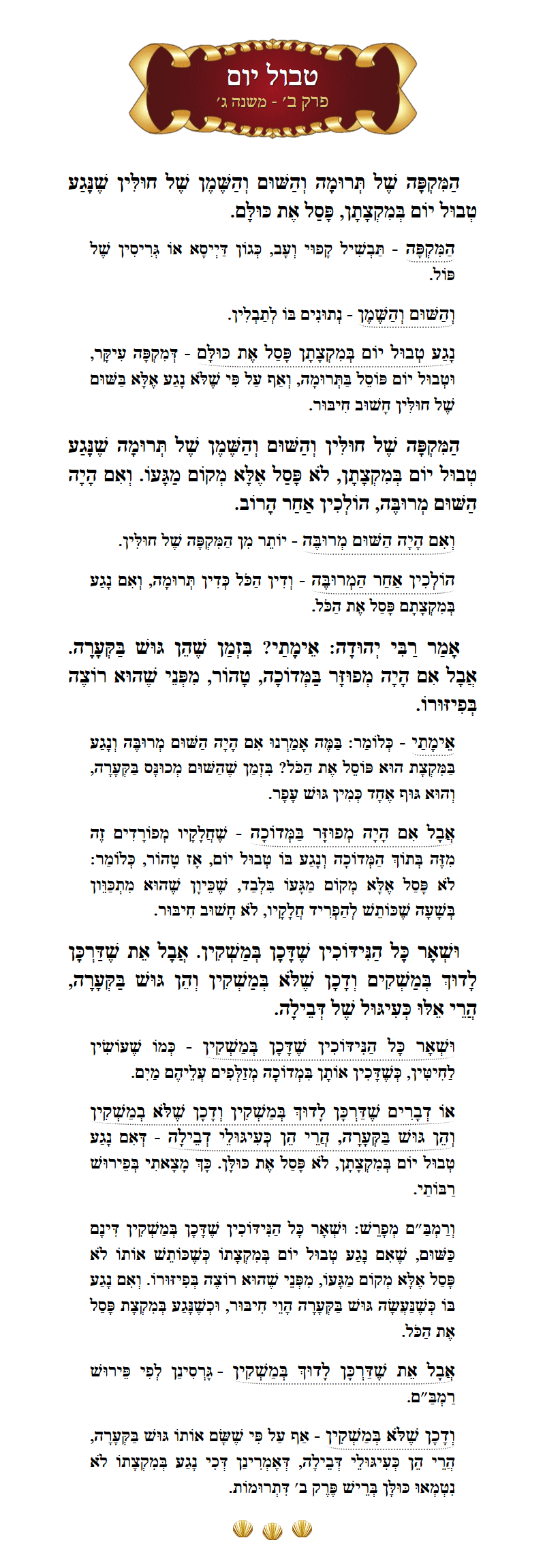 Masechta Tevul Yom Chapter 2 Mishnah 3 with commentary