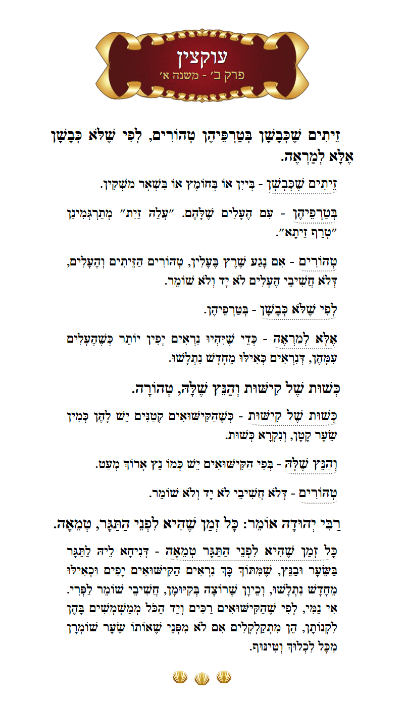 Masechta Uktzin Chapter 2 Mishnah 1 with commentary