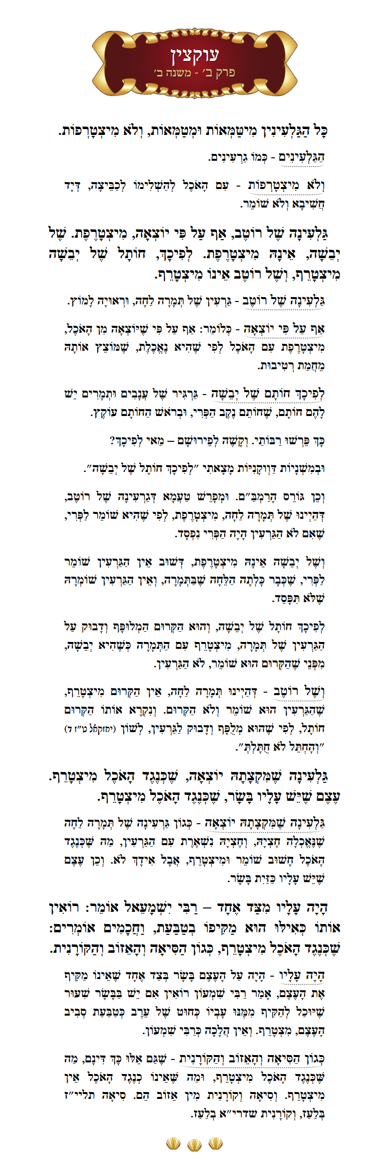 Masechta Uktzin Chapter 2 Mishnah 2 with commentary