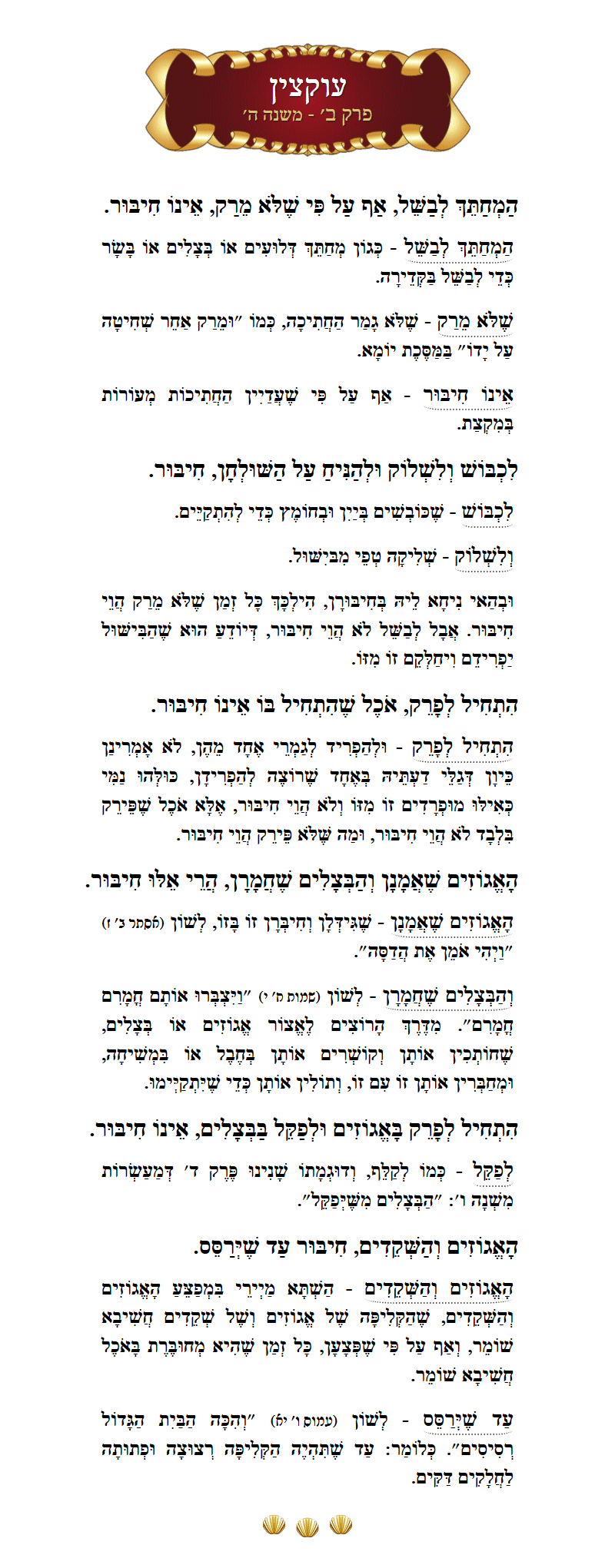 Masechta Uktzin Chapter 2 Mishnah 5 with commentary