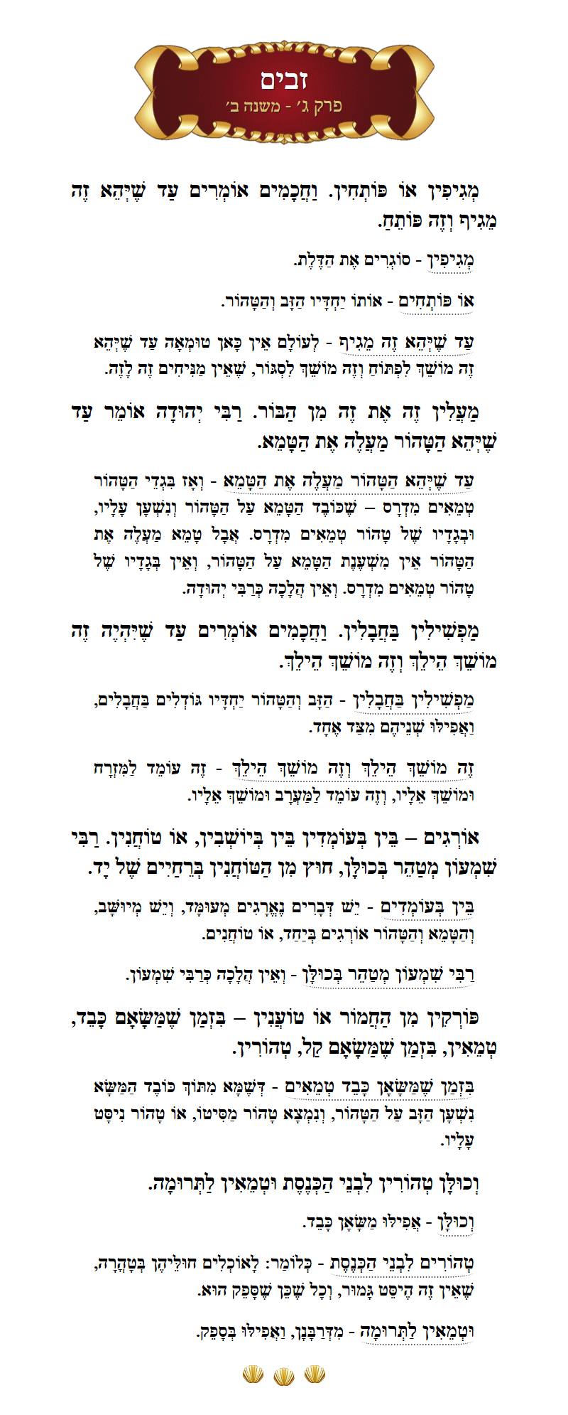 Masechta Zavim Chapter 3 Mishnah 2 with commentary