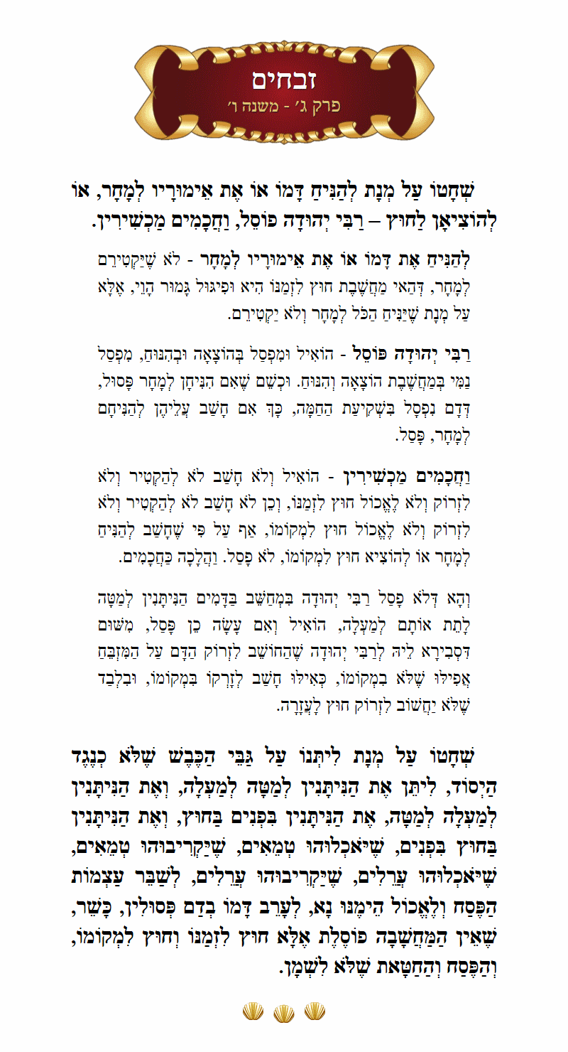 Masechta Zevachim Chapter 3 Mishnah 6 with commentary