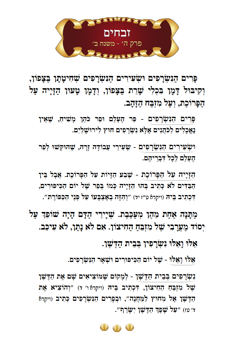 Masechta Zevachim Chapter 5 Mishnah 2 with commentary