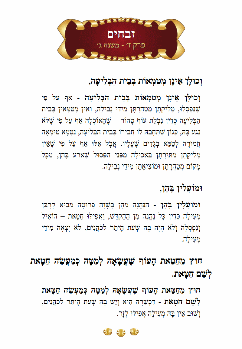 Masechta Zevachim Chapter 7 Mishnah 3 with commentary