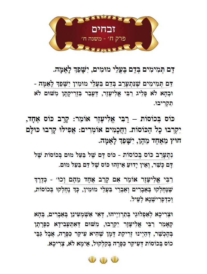 Masechta Zevachim Chapter 8 Mishnah 8 with commentary