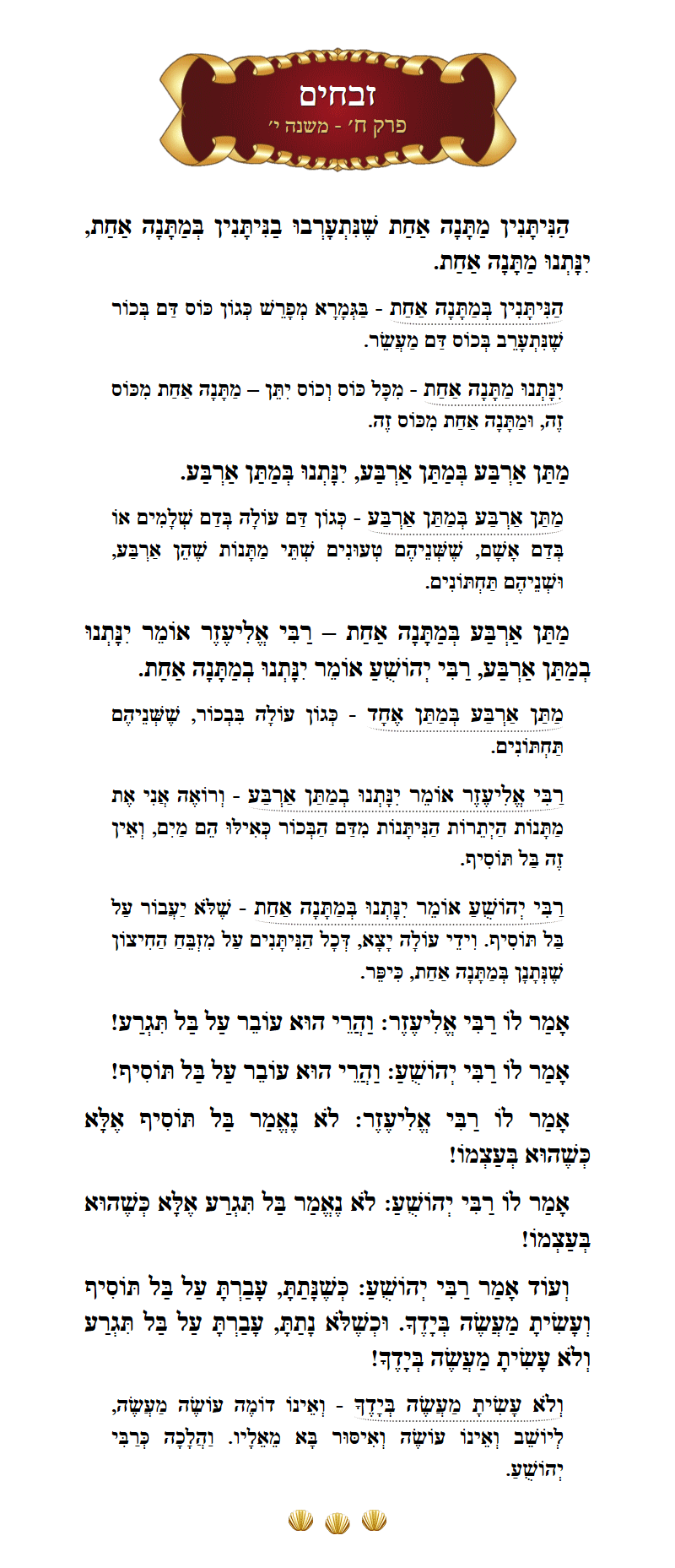 Masechta Zevachim Chapter 8 Mishnah 10 with commentary