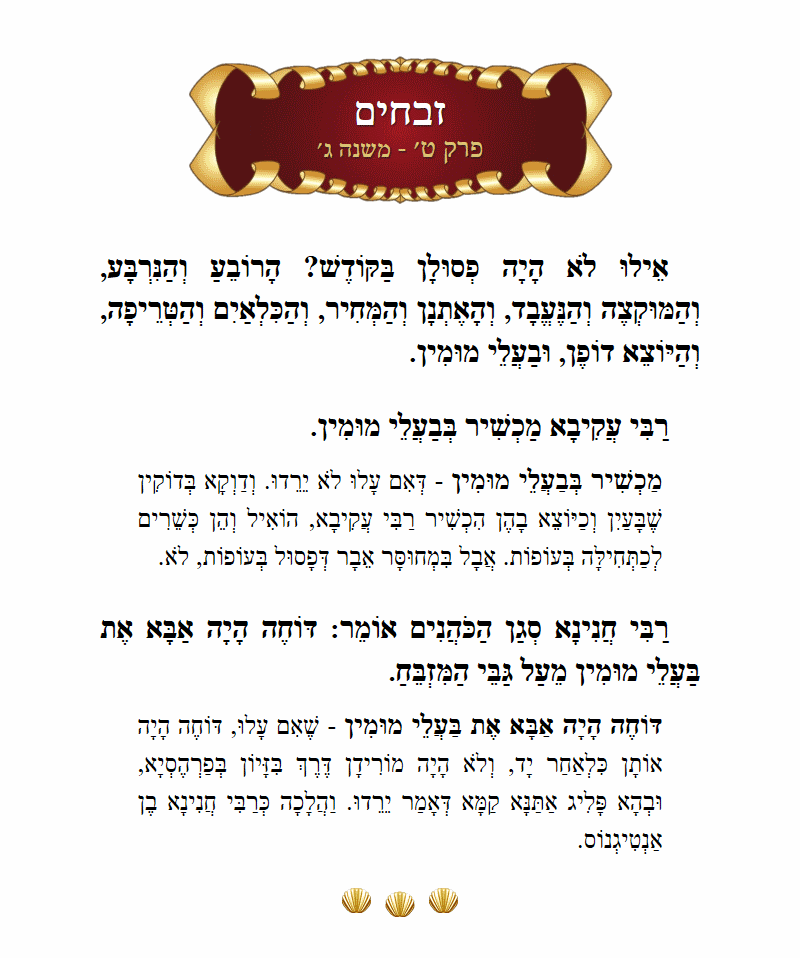 Masechta Zevachim Chapter 9 Mishnah 3 with commentary