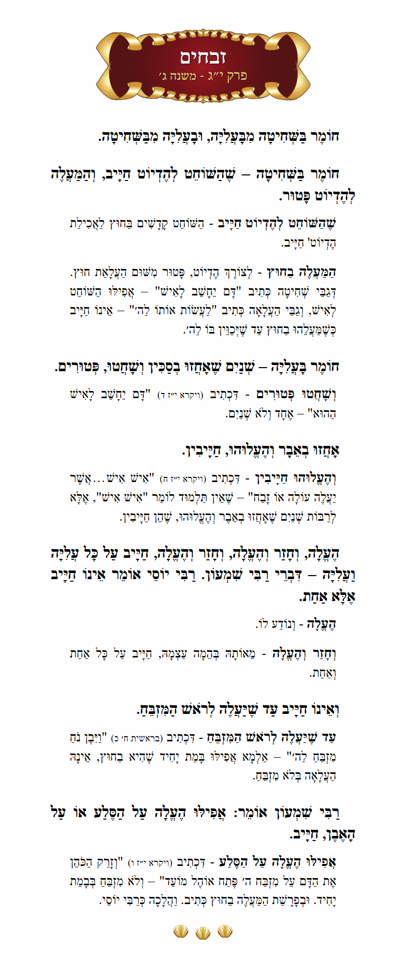 Masechta Zevachim Chapter 13 Mishnah 3 with commentary