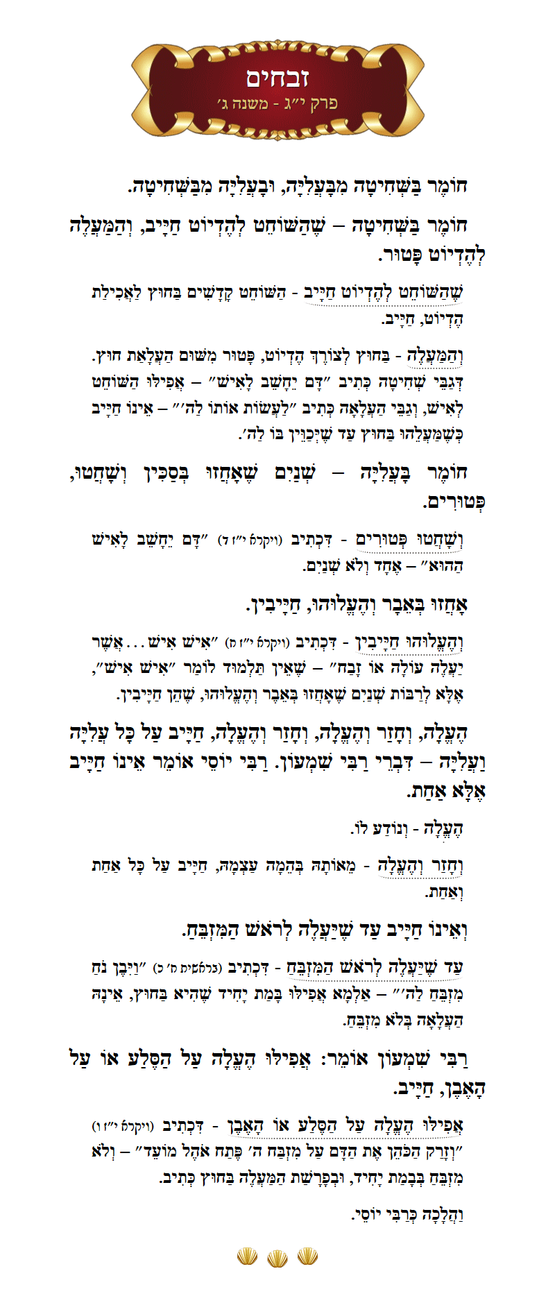 Masechta Zevachim Chapter 13 Mishnah 3 with commentary