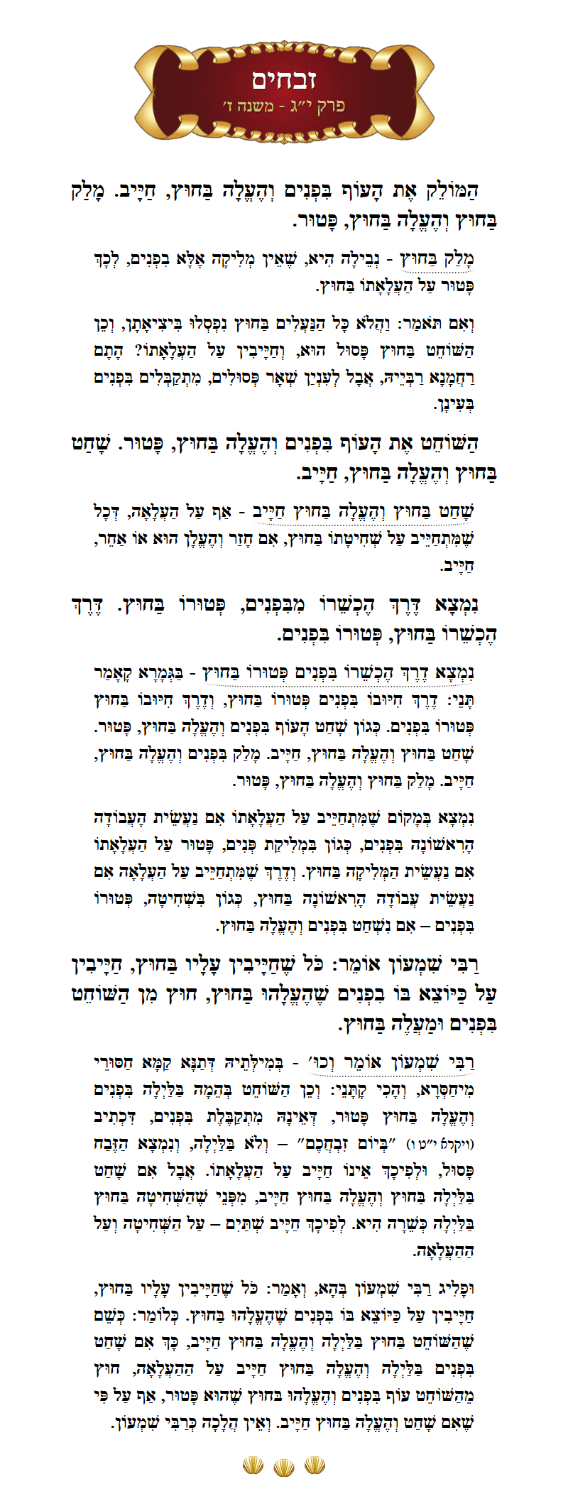 Masechta Zevachim Chapter 13 Mishnah 7 with commentary