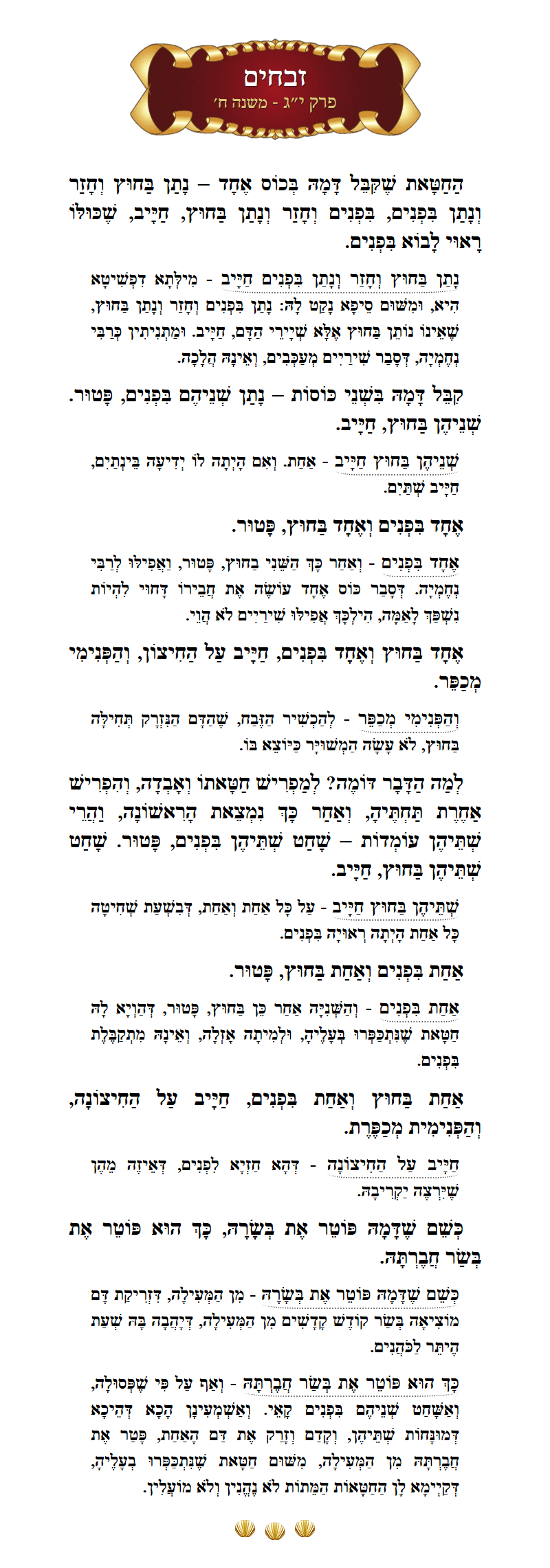 Masechta Zevachim Chapter 13 Mishnah 8 with commentary