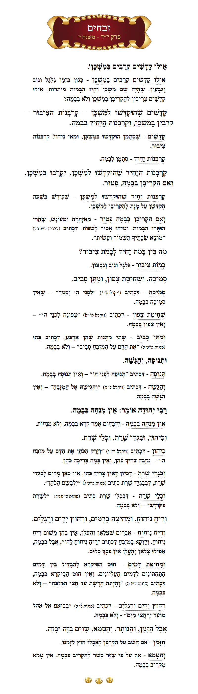 Masechta Zevachim Chapter 14 Mishnah 10 with commentary